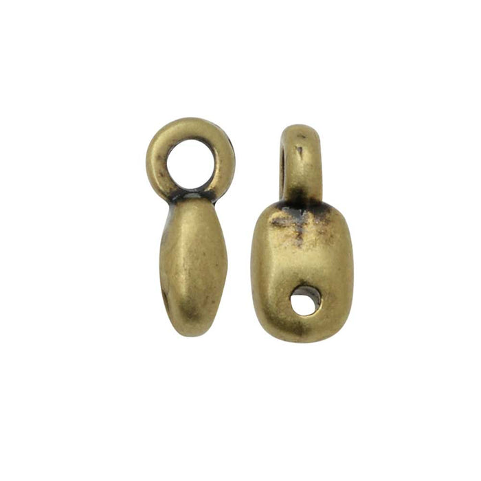 Cymbal Bead Endings fit Superduo Beads, Vourkoti, 8mm Antiqued Brass Plated (4 Pieces)