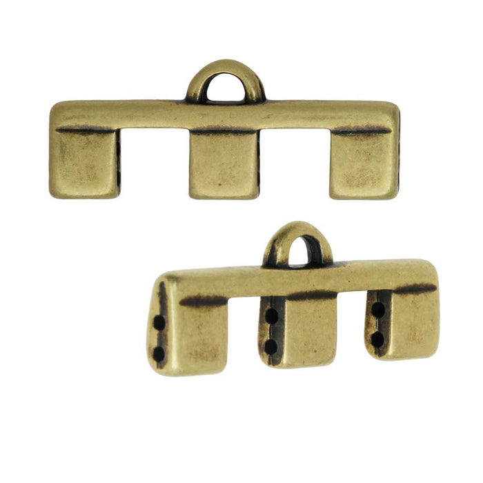 Cymbal Bead Endings fit Tila Beads, Piperi III, 10mm, Antiqued Brass Plated (2 Pieces)