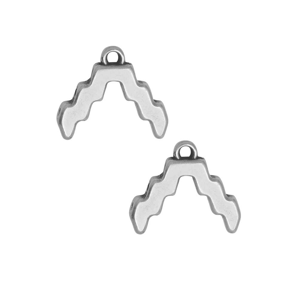 Cymbal Bead Endings for SuperDuo Beads, Menites, 13.5x15mm, Antiqued Silver Plated (2 Pieces)