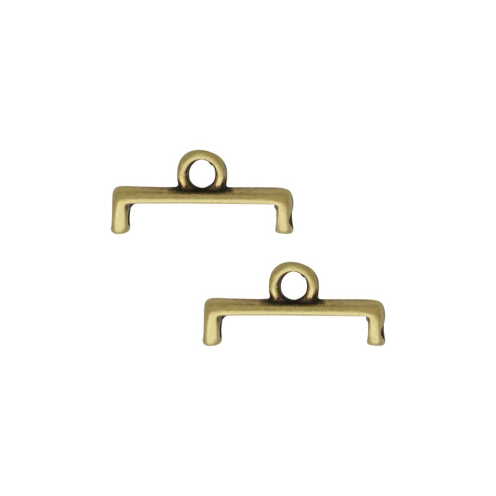 Cymbal Bead Endings for 11/0 Delica & Round Beads, Topolia II, 5.5x11.5mm, Antiqued Brass Plated (4 Pieces)
