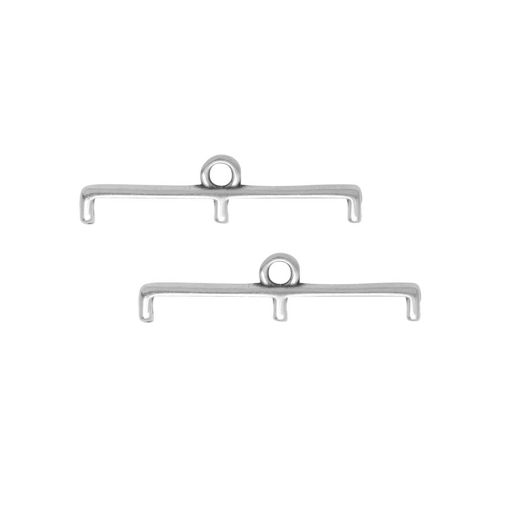 Cymbal Bead Endings for 11/0 Delica & Round Beads, Topolia III, 5.5x23mm, Antiqued Silver Plated (2 Pieces)