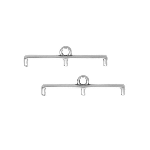 Cymbal Bead Endings for 11/0 Delica & Round Beads, Topolia III, 5.5x23mm, Antiqued Silver Plated (2 Pieces)