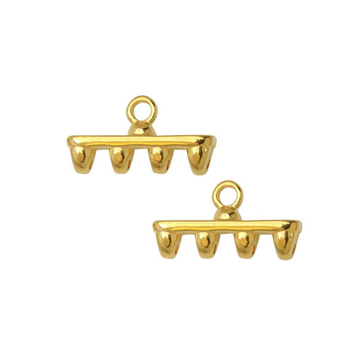 Cymbal Bead Endings for SuperDuo Beads, Rozos IV, 8x15mm, 24k Gold Plated (2 Pieces)