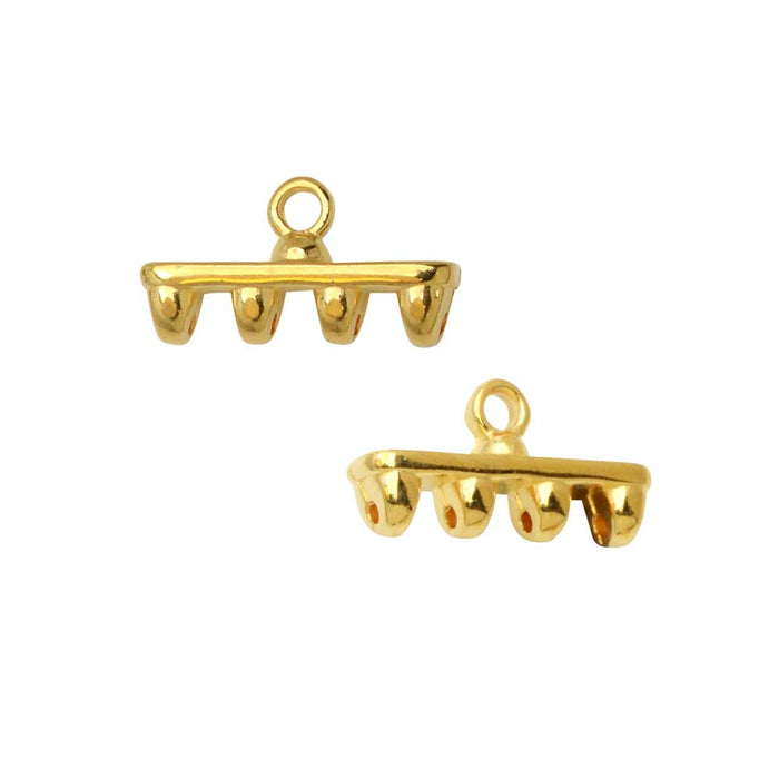 Cymbal Bead Endings for SuperDuo Beads, Rozos IV, 8x15mm, 24k Gold Plated (2 Pieces)