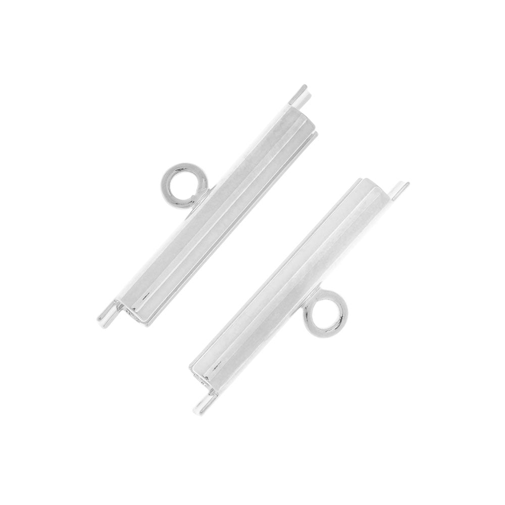Beadalon Tube Slide Cord Ends, fits 11/0 Miyuki Seed Beads 23mm, Pack of 2, Silver Plated