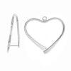 Pinch Bail for Earrings or Pendants, Heart Shaped, 26.5mm, Silver Plated (2 Pieces)