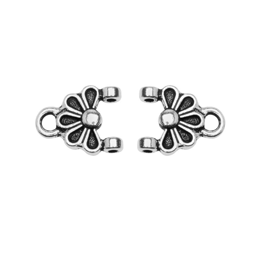 Connector Link, Oasis 14mm, Antiqued Silver, By TierraCast (2 Pieces)