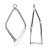 Pinch Bail for Earrings or Pendants, Diamond 32mm, Silver Plated (2 Pieces)