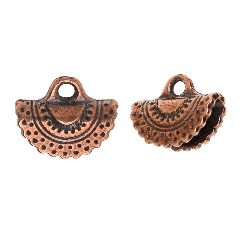 TierraCast Crimp Cord Ends, Crescent 12mm, Antiqued Copper Plated (2 Pieces)