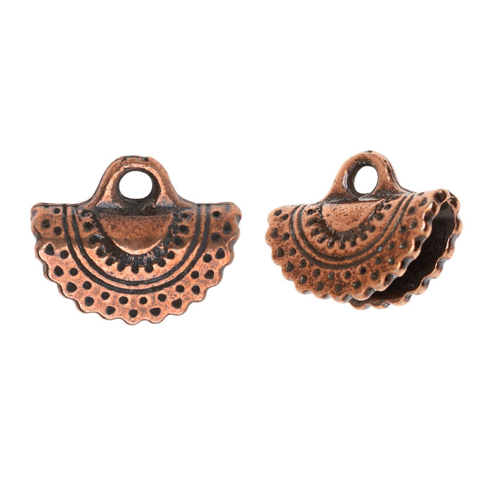 TierraCast Crimp Cord Ends, Crescent 12mm, Antiqued Copper Plated (2 Pieces)