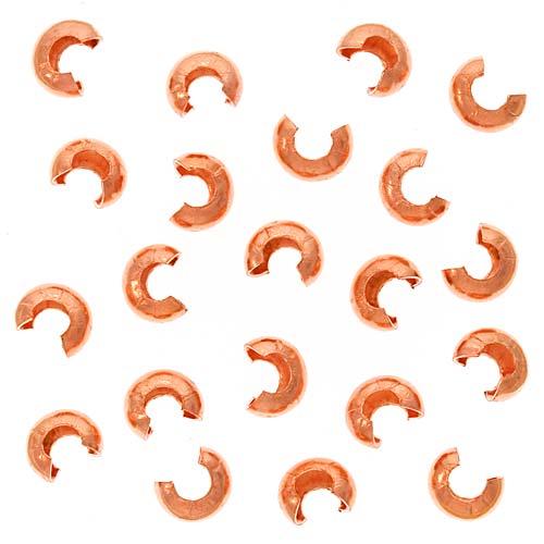 Crimp Bead Covers, 3mm, Bright Copper (50 Pieces)