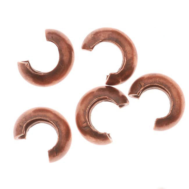 Crimp Bead Covers, 3mm, Antiqued Copper (50 Pieces)