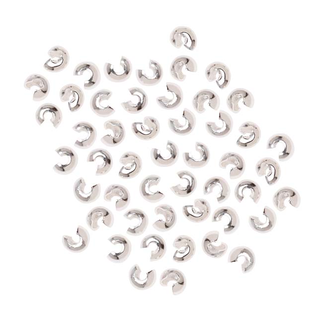 Crimp Bead Covers, 3mm, Silver Tone (144 Pieces)