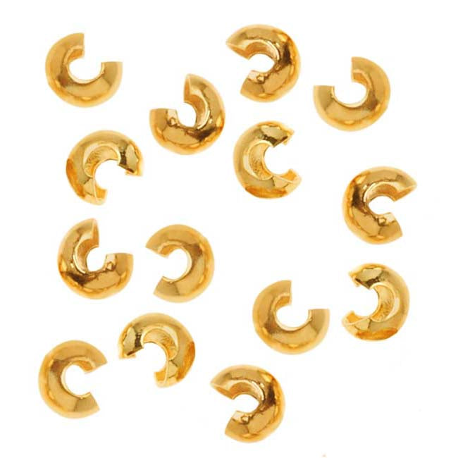 Crimp Bead Covers, 3mm, Gold Tone (144 Pieces)
