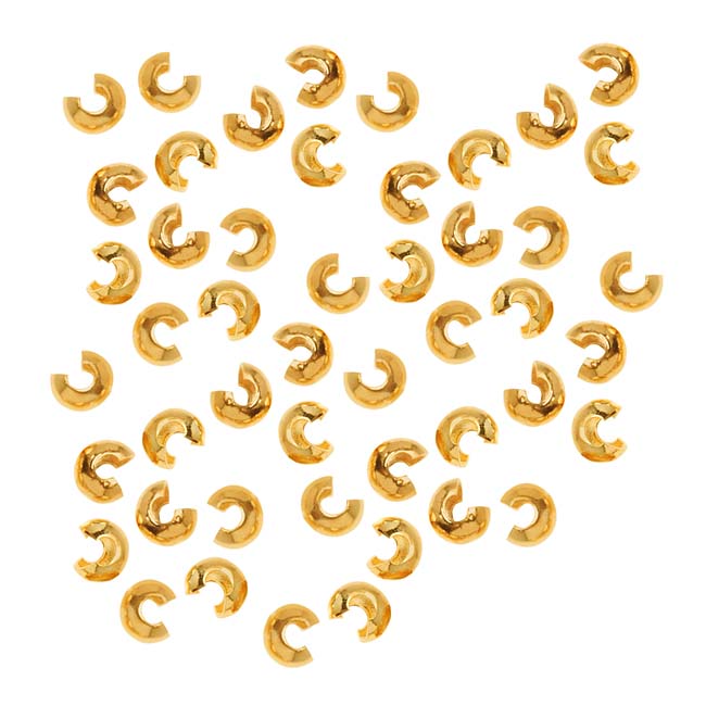 Crimp Bead Covers, 3mm, Gold Tone (144 Pieces)