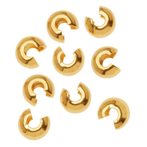 Crimp Bead Covers, 4mm, Gold Tone (144 Pieces)