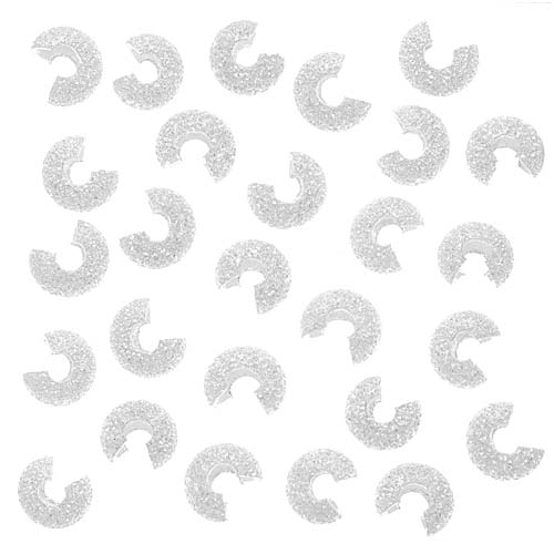 Crimp Bead Covers, Stardust Sparkle 4mm, Silver Plated (144 Pieces)