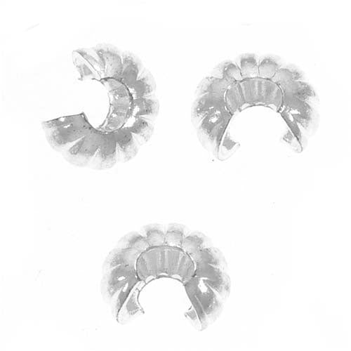 Crimp Bead Covers, Fluted 4mm, Silver Plated (144 Pieces)