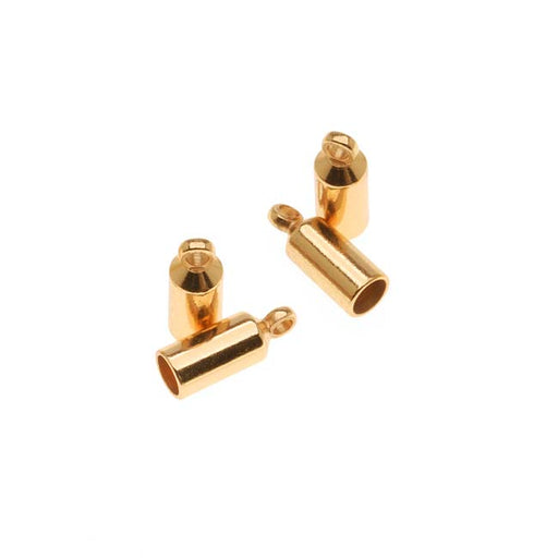 The Beadsmith Cord Ends, Barrel with Ring 10mm, Fits up to 3mm Cord, Gold Plated (4 Pieces)