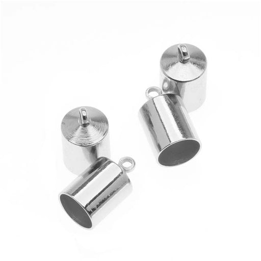 The Beadsmith Cord Ends, Barrel with Ring 12mm, Fits 6.5mm Cord, Silver Plated (4 Pieces)