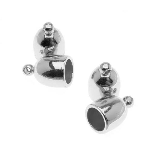 The Beadsmith Cord Ends, Bullet with Ring 12mm, Fits 6mm Cord, Silver Plated (4 Pieces)