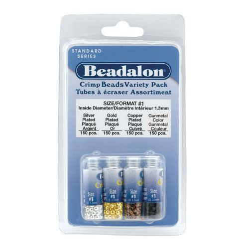 Beadalon Crimp Beads, 4 Color Assorted Variety Pack 1.3mm (600 Pieces)