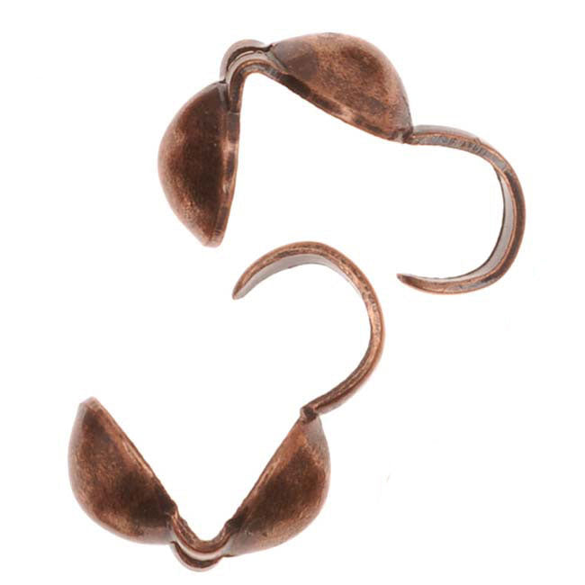Knot Covers, Clamshell 3.7mm,Antiqued Copper (10 Pieces)