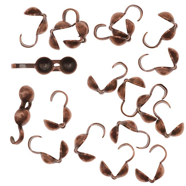 Knot Covers, Clamshell 3.7mm,Antiqued Copper (10 Pieces)