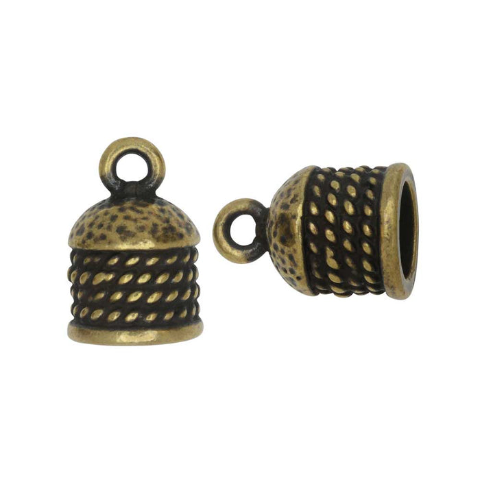 TierraCast Cord Ends, Roped Dome 16mm, Fits 8mm Cord Brass Oxide Finish (2 Pieces)