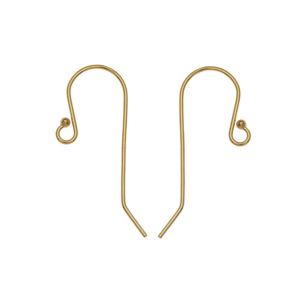 French Ear Wire, with 1.5mm Ball End 27x11mm 14K Gold-Filled (1 Pair)