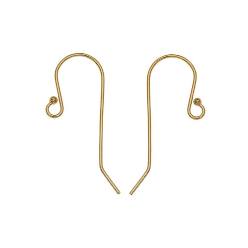 French Ear Wire, with 1.5mm Ball End 27x11mm 14K Gold-Filled (1 Pair)