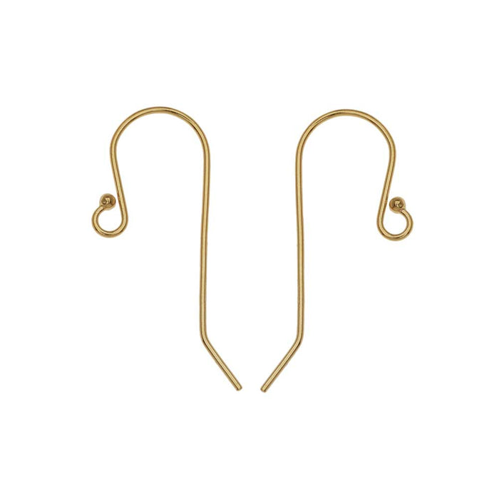 French Ear Wire, with 1.5mm Ball End 27x11mm 14K Gold-Filled (1 Pair)