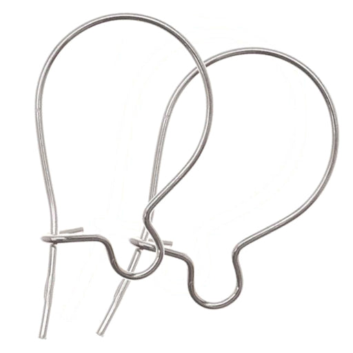 Earring Findings, Kidney Wire Hook 13mm, Sterling Silver (5 Pairs)