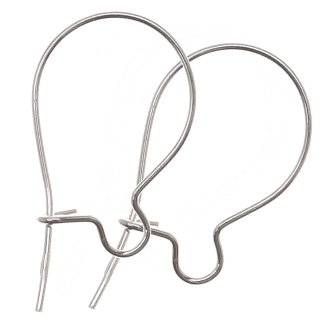Earring Findings, Kidney Wire Hook 13mm, Sterling Silver (5 Pairs)