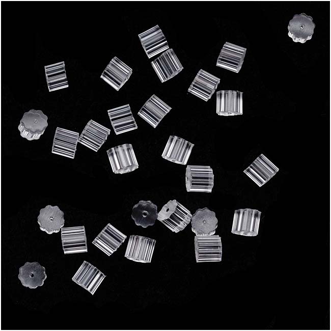 Earring Backs, Rubber Backs for Fish Hooks 3x3mm, Clear (50 Pairs)