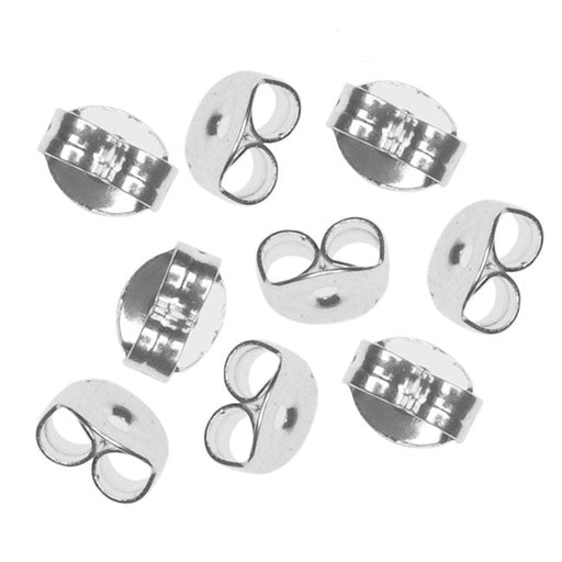 Earring Backs, Medium Clutch 6mm, Silver Plated (10 Pairs)