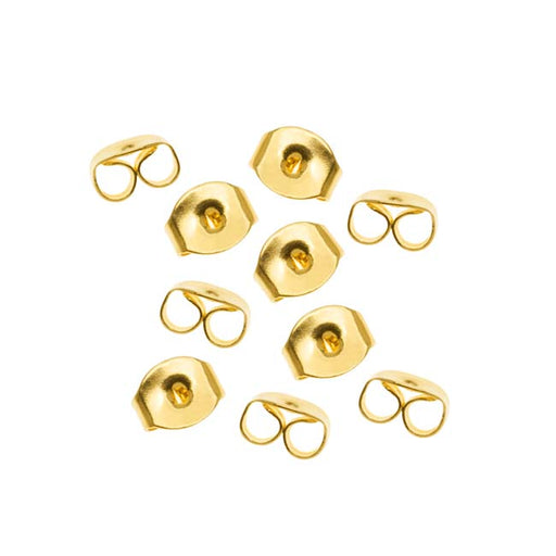 Earring Backs, Medium Clutch 6mm, 22K Gold Plated (12 Pieces)