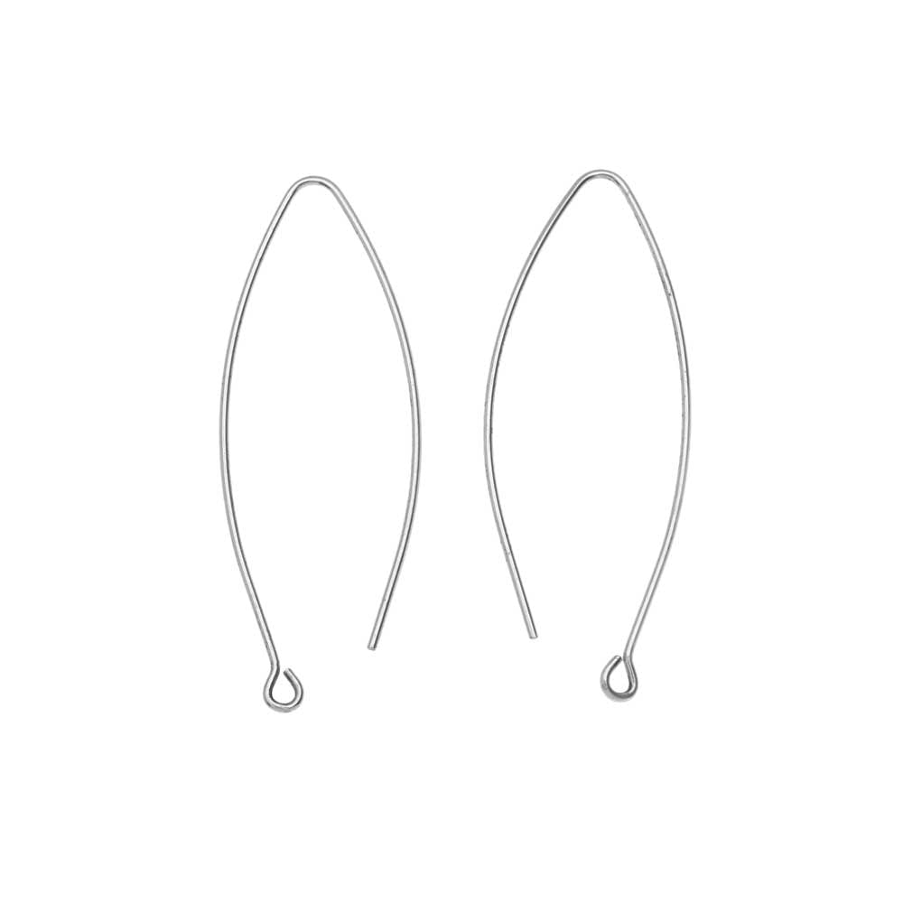 Nunn Design Earring Findings, Open Oval Hoop Ear Wire with Loop 15.5x44mm Antiqued Silver (1 Pair)