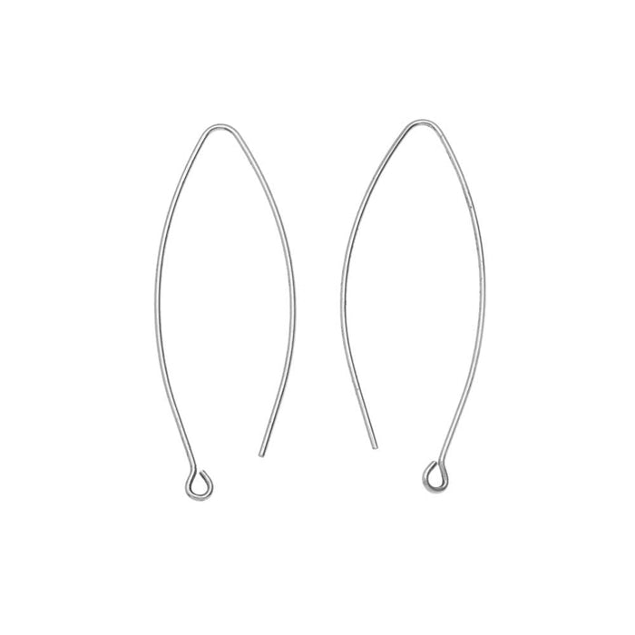 Nunn Design Earring Findings, Open Oval Hoop Ear Wire with Loop 15.5x44mm Antiqued Silver (1 Pair)
