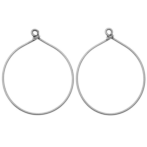 Nunn Design Wire Frame, Hoop Drop 31x38.5mm Antiqued Silver Plated (1 Pair)