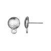 Earring Posts, Hammertone Round 9mm, White Bronze Plated, by TierraCast (1 Pair)