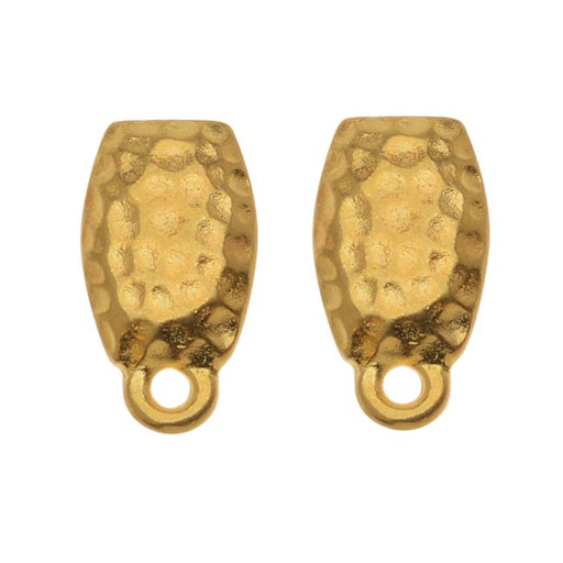 Earring Posts, Stud Hammered 13.5mm, 22K Gold Plated Pewter, by TierraCast (1 Pair)