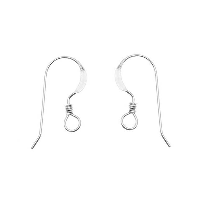 Earring Hooks, French Wire with Coil 17x8mm Sterling Silver (5 Pairs)
