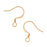 Earring Findings, Fish Hook Ear Wire 15x15mm, Gold Plated (10 Pairs)