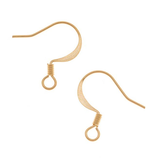 Earring Findings, Fish Hook Ear Wire 15x15mm, Gold Plated (10 Pairs)