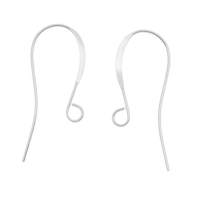Earring Findings, Long Elegant Hooks 25mm, Silver Plated (25 Pairs)