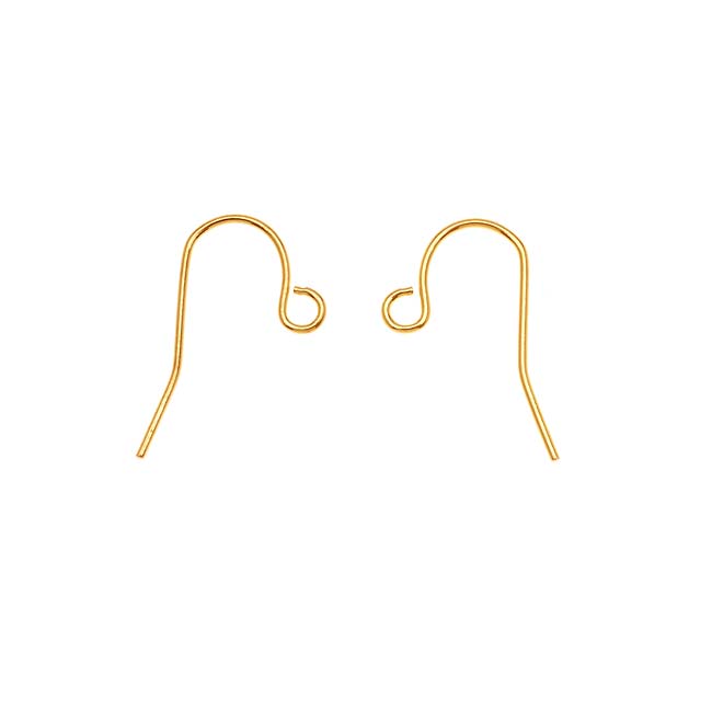 Earring Findings, French Ear Wire Hook 22mm, Gold Plated (25 Pairs)