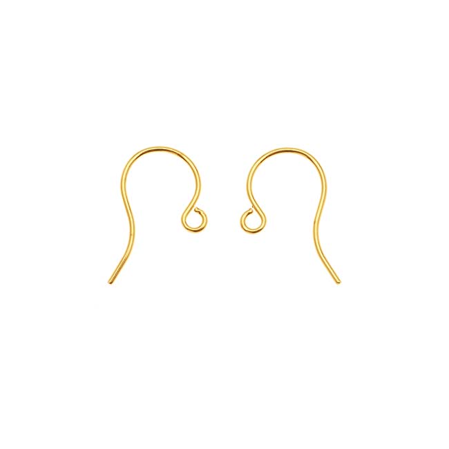 Earring Findings, French Wire Hooks 16mm, Raw Brass (50 Pieces)
