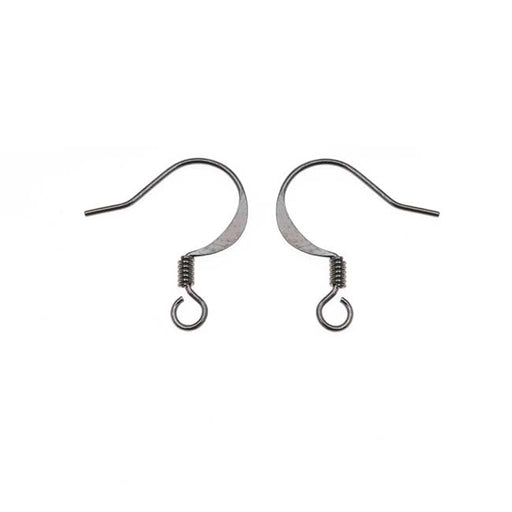 Earring Findings, Fish Hook Ear Wire 15x15mm, Gun Metal Plated (25 Pairs)