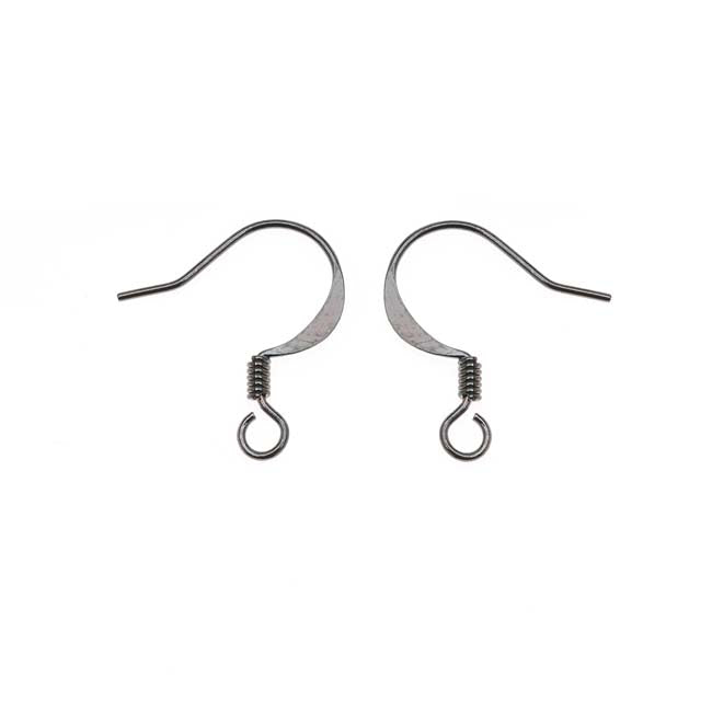 Earring Findings, Fish Hook Ear Wire 15x15mm, Gun Metal Plated (25 Pairs)